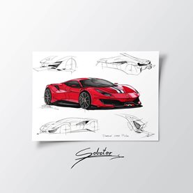 Rysunek auta Ferrari 488 Pista