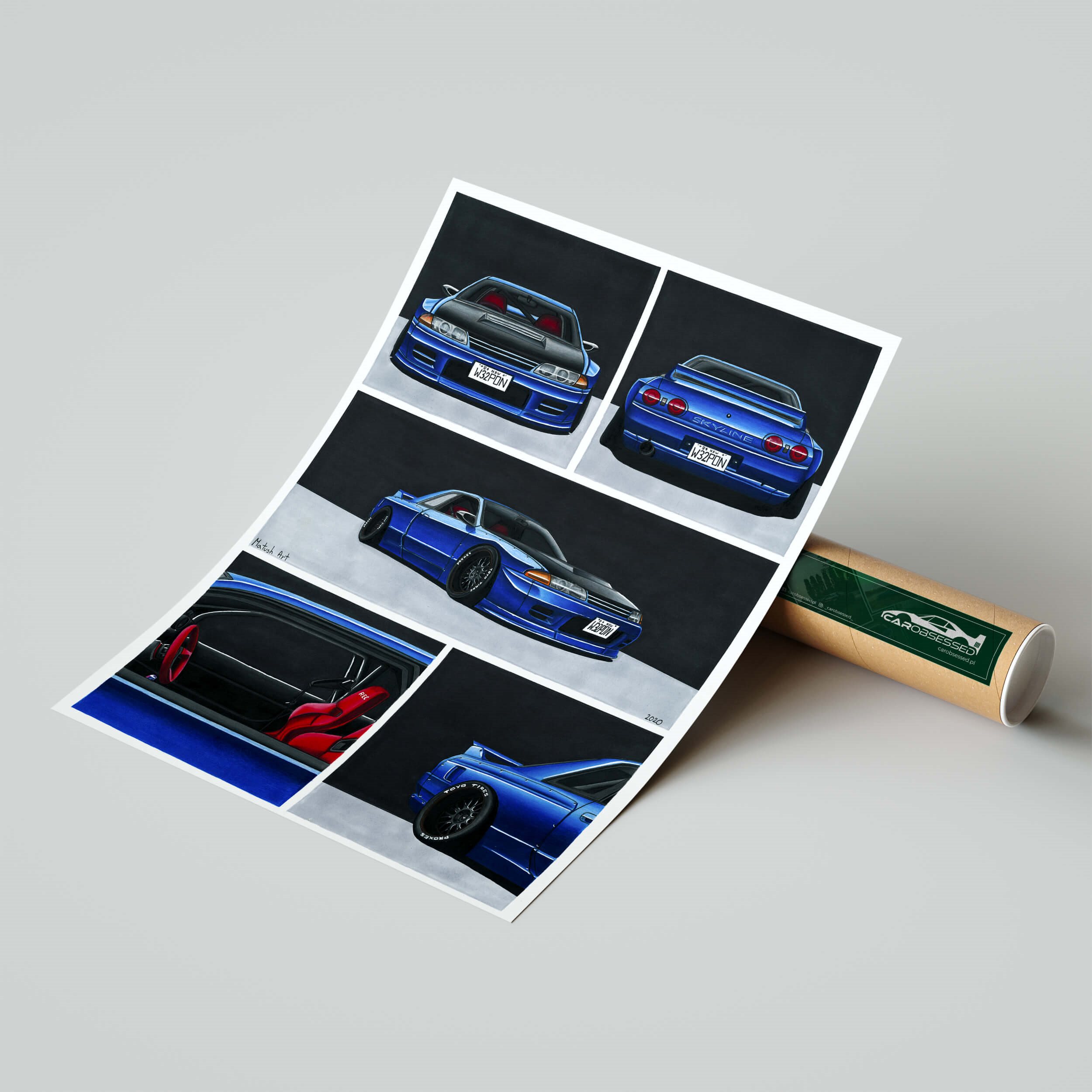 Nissan GTR R34 Skyline plakaty & art prints autorstwa Ford Art