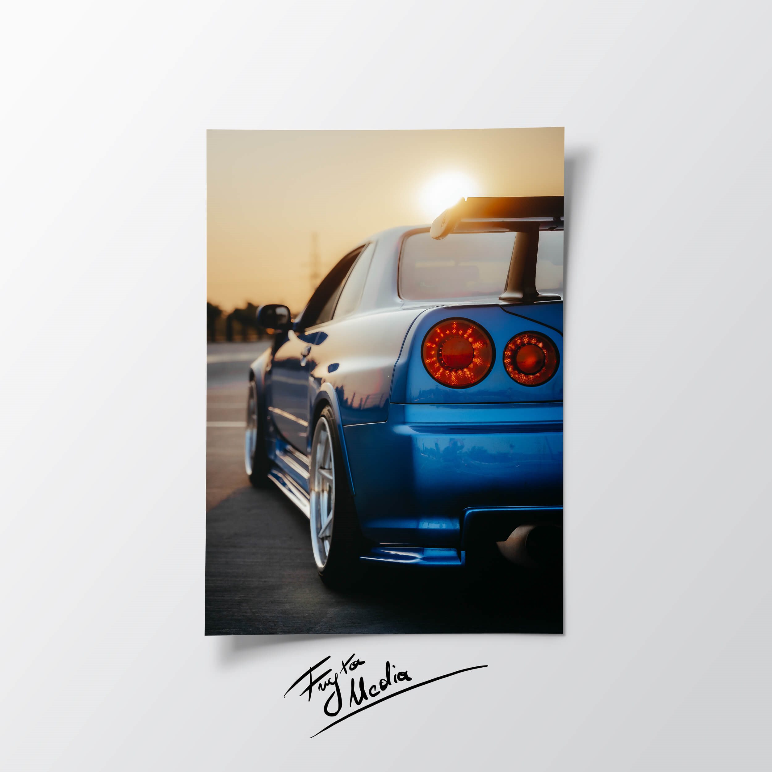 Nissan GTR R34 Skyline plakaty & art prints autorstwa Ford Art
